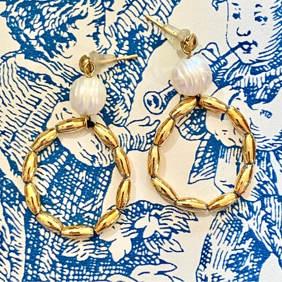 Pearl and Rice Bead Earrings - Picture 12 of 13